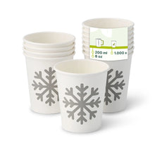 Pappbecher Winter "Schneeflocke" 200 ml / 8 oz, Ø 80 mm, weiß