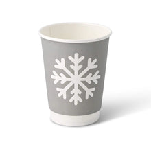 Pappbecher doppelwandig Winter "Schneeflocke", 300 ml / 12 oz, Ø 90 mm, grau