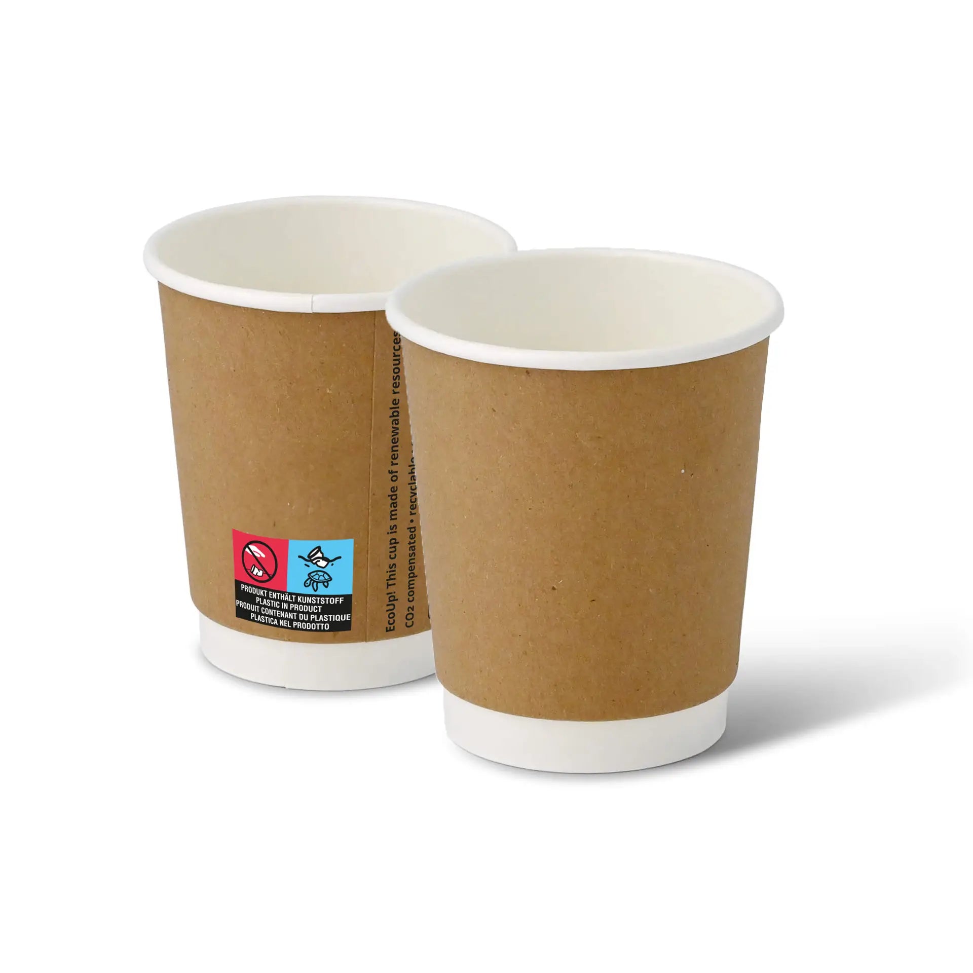 Coffee to go Becher aus Pappe (beschichtet) doppelwandig, 200 ml / 8 oz, Ø 80 mm, braun, innen weiß