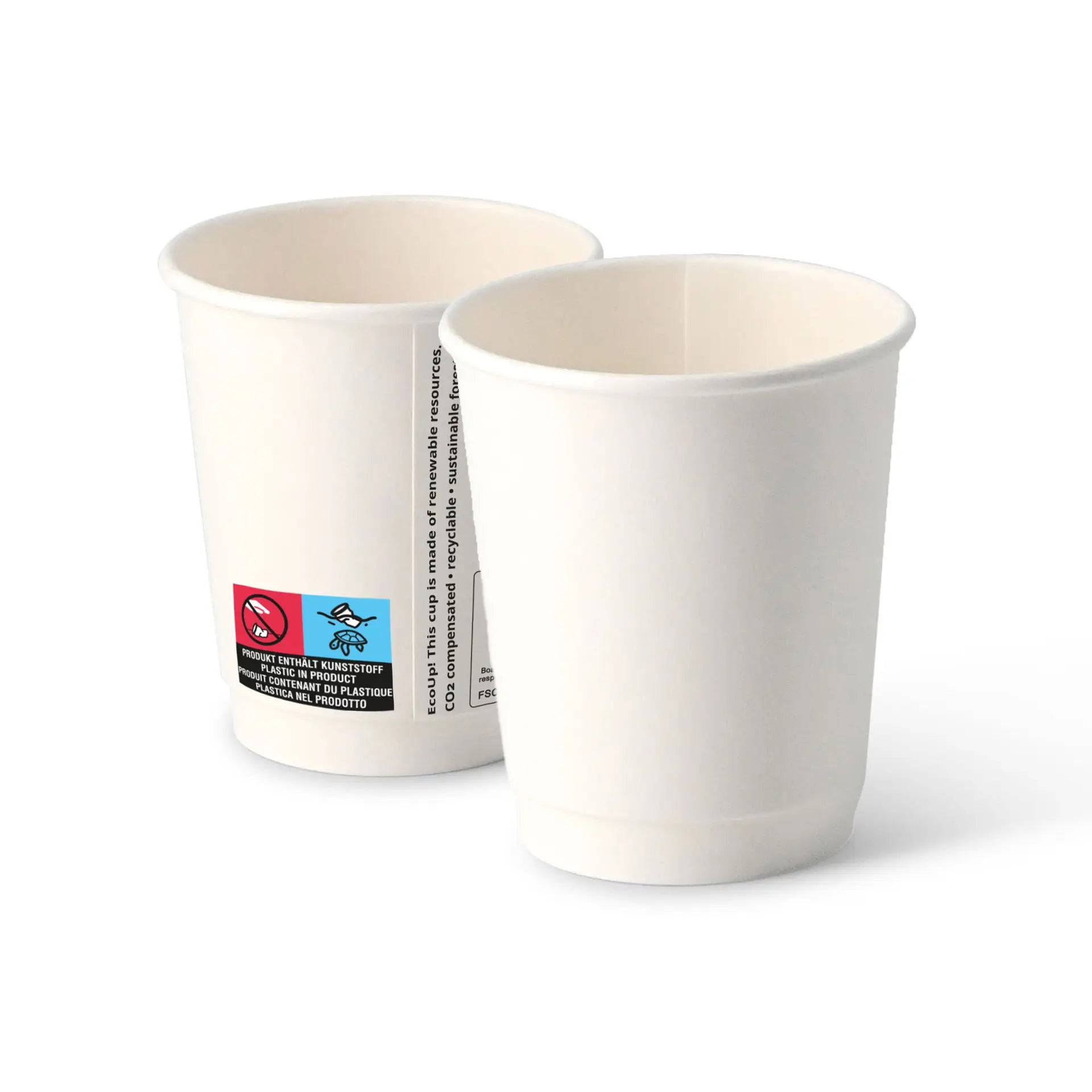 Coffee to go Becher aus Pappe (beschichtet) doppelwandig, 200 ml / 8 oz, Ø 80 mm, weiß