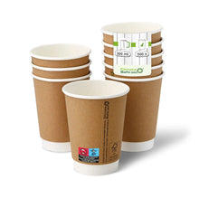 Coffee to go Becher aus Pappe (beschichtet) doppelwandig, 300 ml / 12 oz, Ø 90 mm, braun, innen weiß