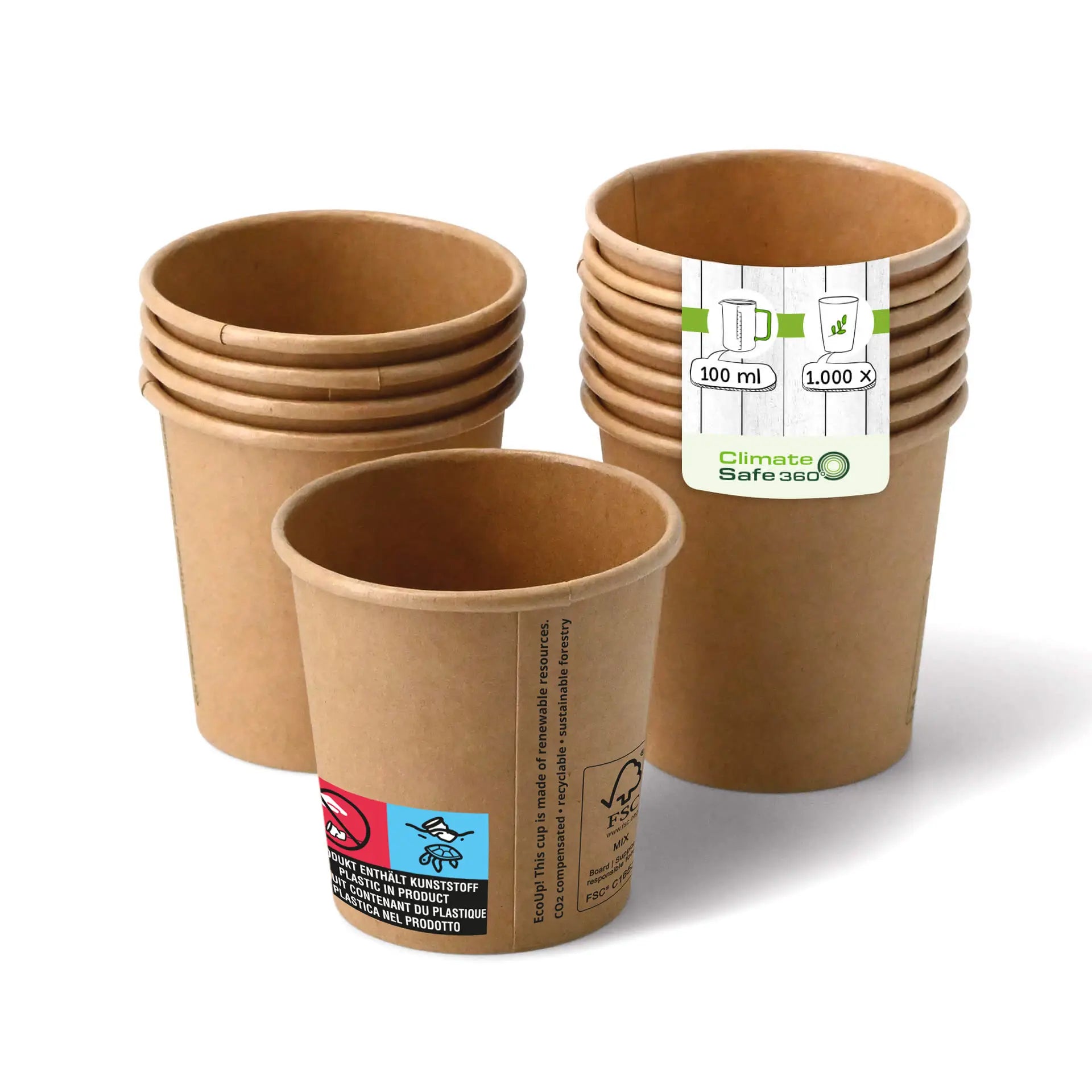 Pappbecher (beschichtet) 100 ml / 4 oz, Ø 62 mm, braun