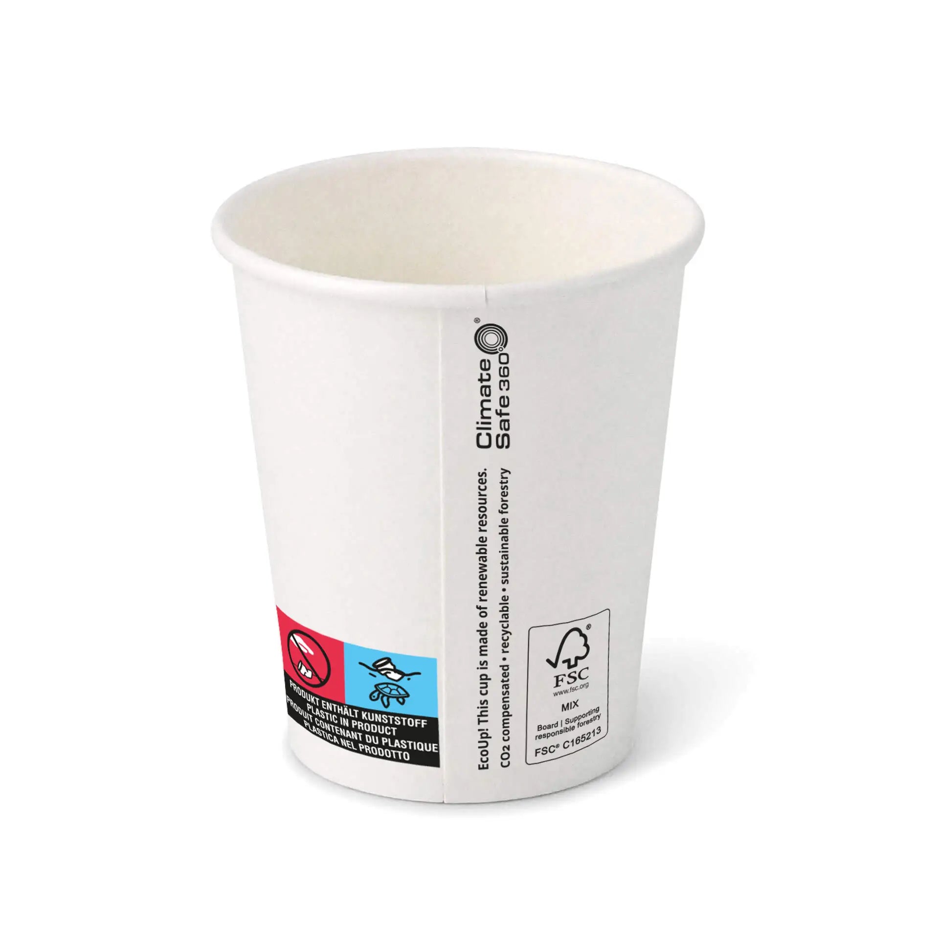 Pappbecher (beschichtet) 200 ml / 8 oz, Ø 80 mm, weiß