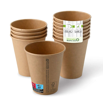Pappbecher (beschichtet) 250 ml / 10 oz, Ø 90 mm, braun
