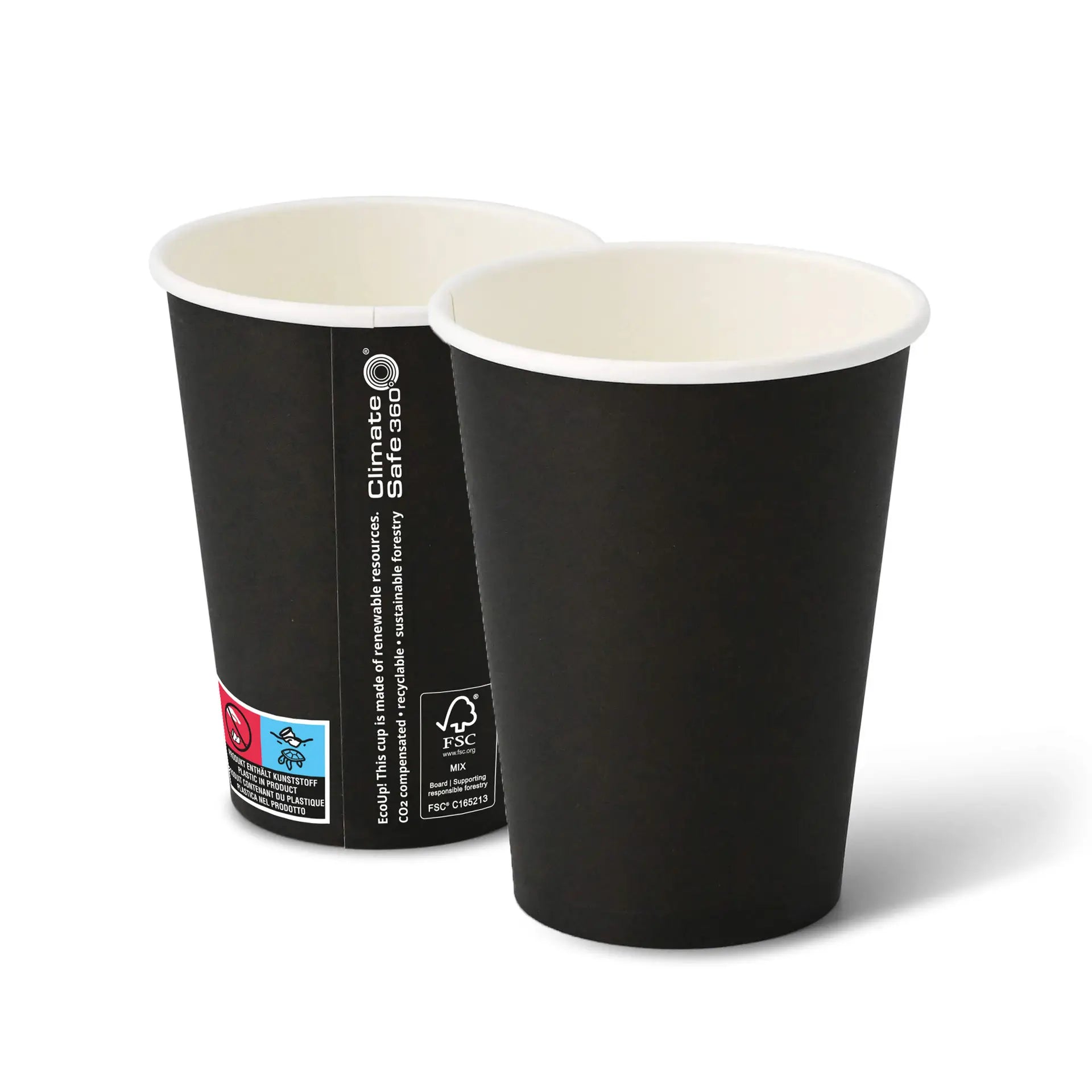 Pappbecher (beschichtet) 300 ml / 12 oz, Ø 90 mm, schwarz