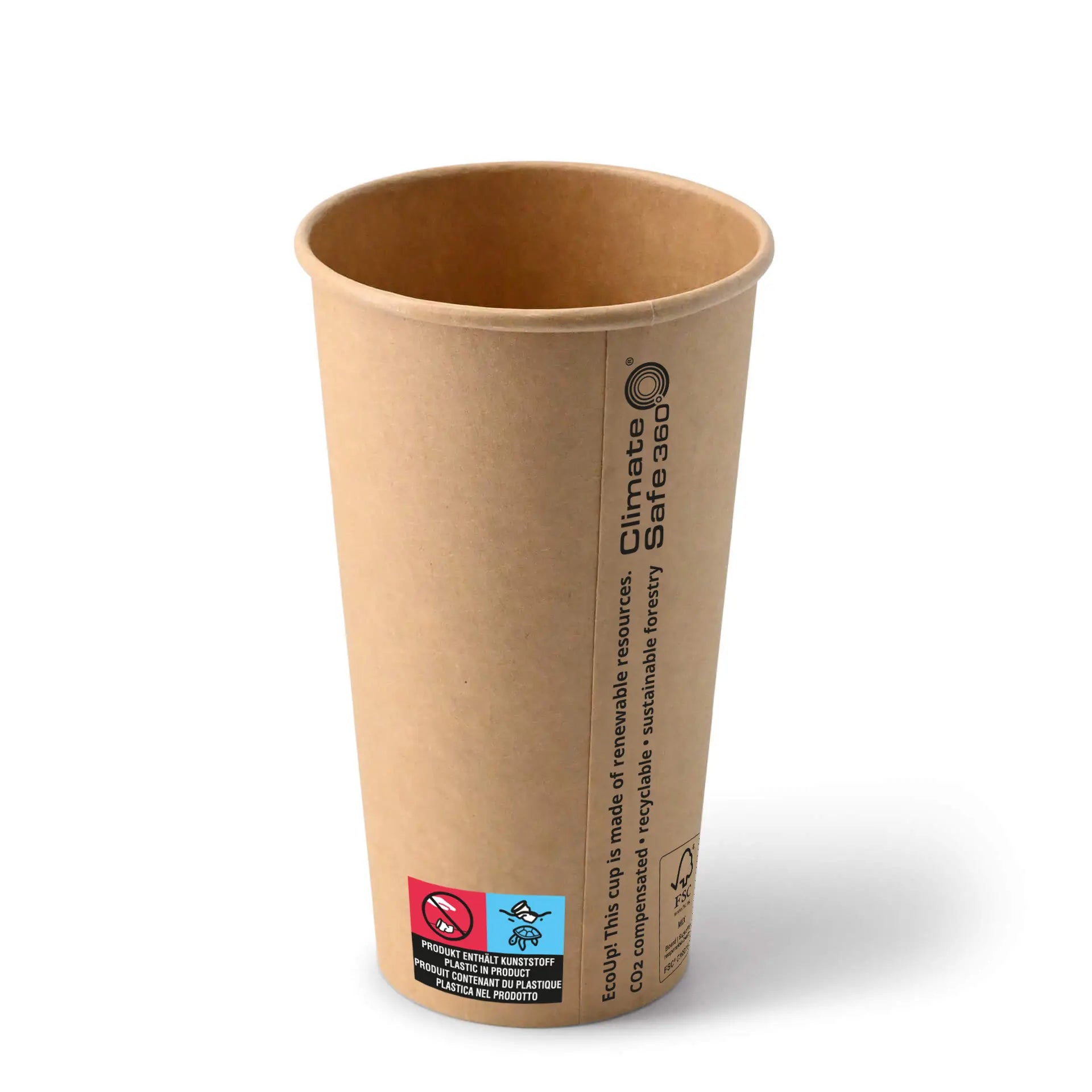 Pappbecher (beschichtet) 500 ml / 20 oz, Ø 90 mm, braun