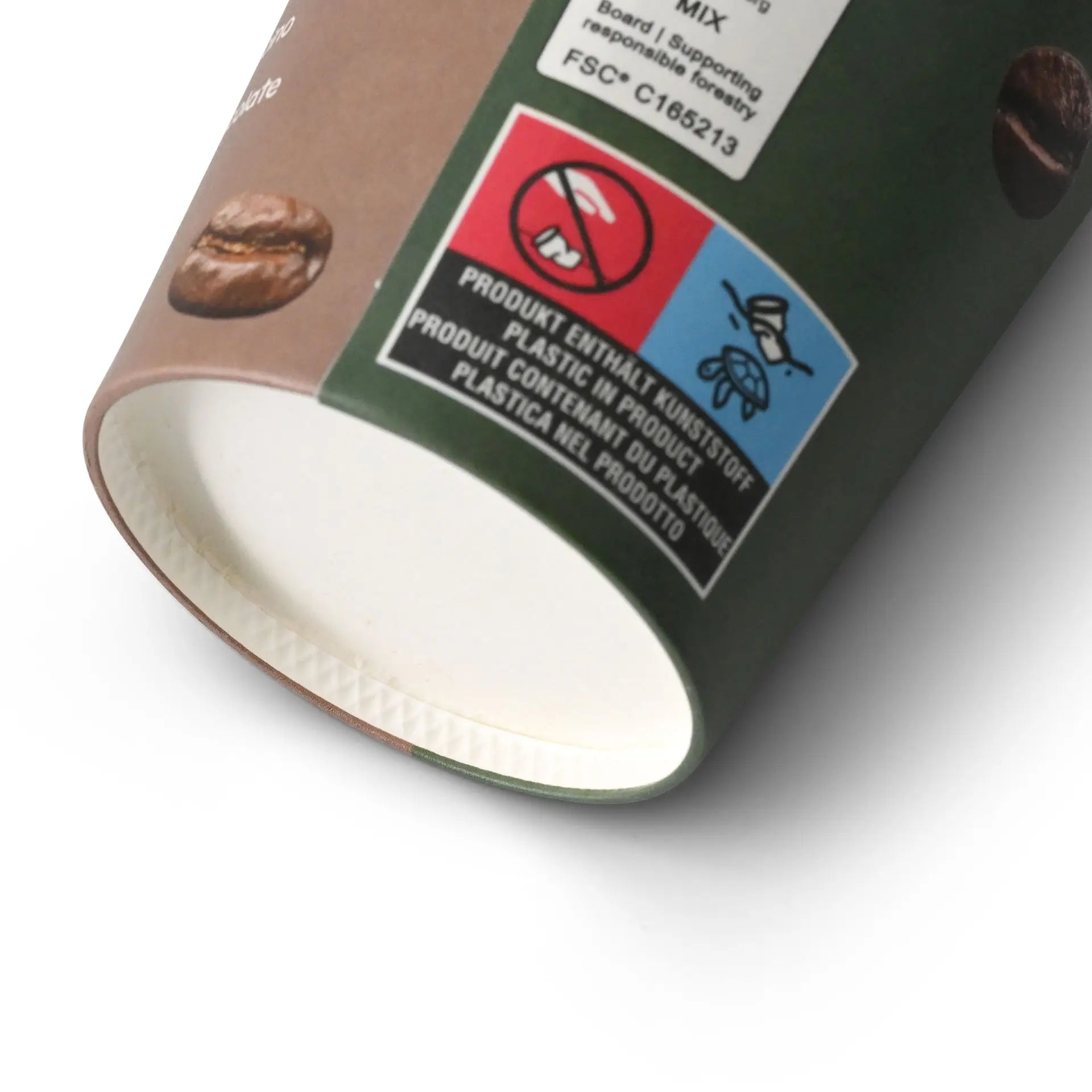 Pappbecher bedruckt "Kaffee" (beschichtet) 200 ml / 8 oz, Ø 80 mm, weiß