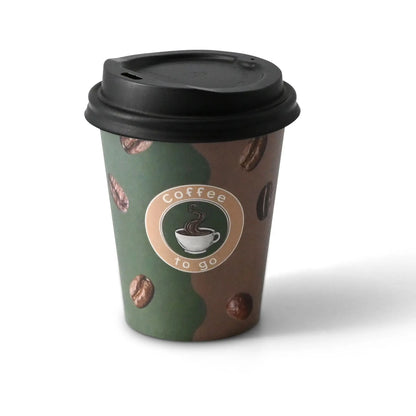 Pappbecher bedruckt "Kaffee" (beschichtet) 200 ml / 8 oz, Ø 80 mm, weiß
