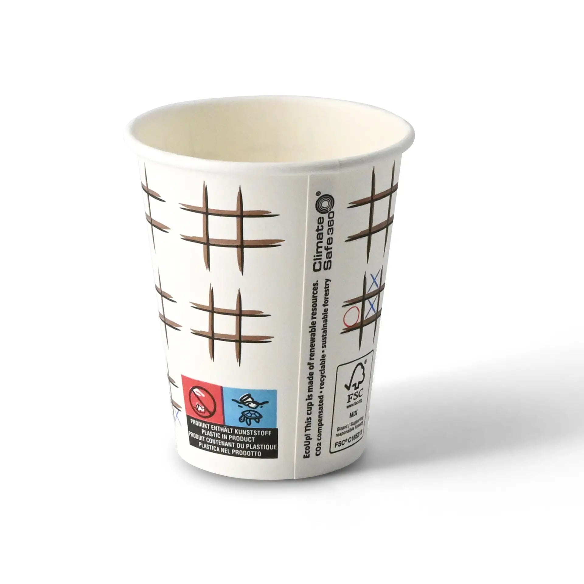 8 oz Paper cup printed with "Tic Tac Toe" (coated), Ø 80 mm, white