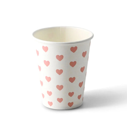8 oz Paper cup printed with "Hearts" (coated), Ø 80 mm, white