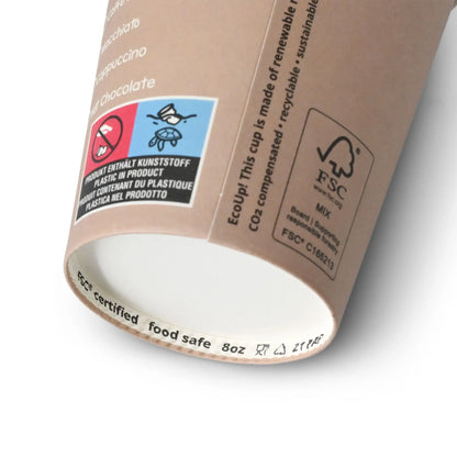 Pappbecher bedruckt "Coffeebreak" (beschichtet) 200 ml / 8 oz, Ø 80 mm, weiß