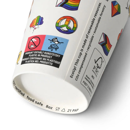 8 oz Paper cup printed with "Pride" (coated), Ø 80 mm, white