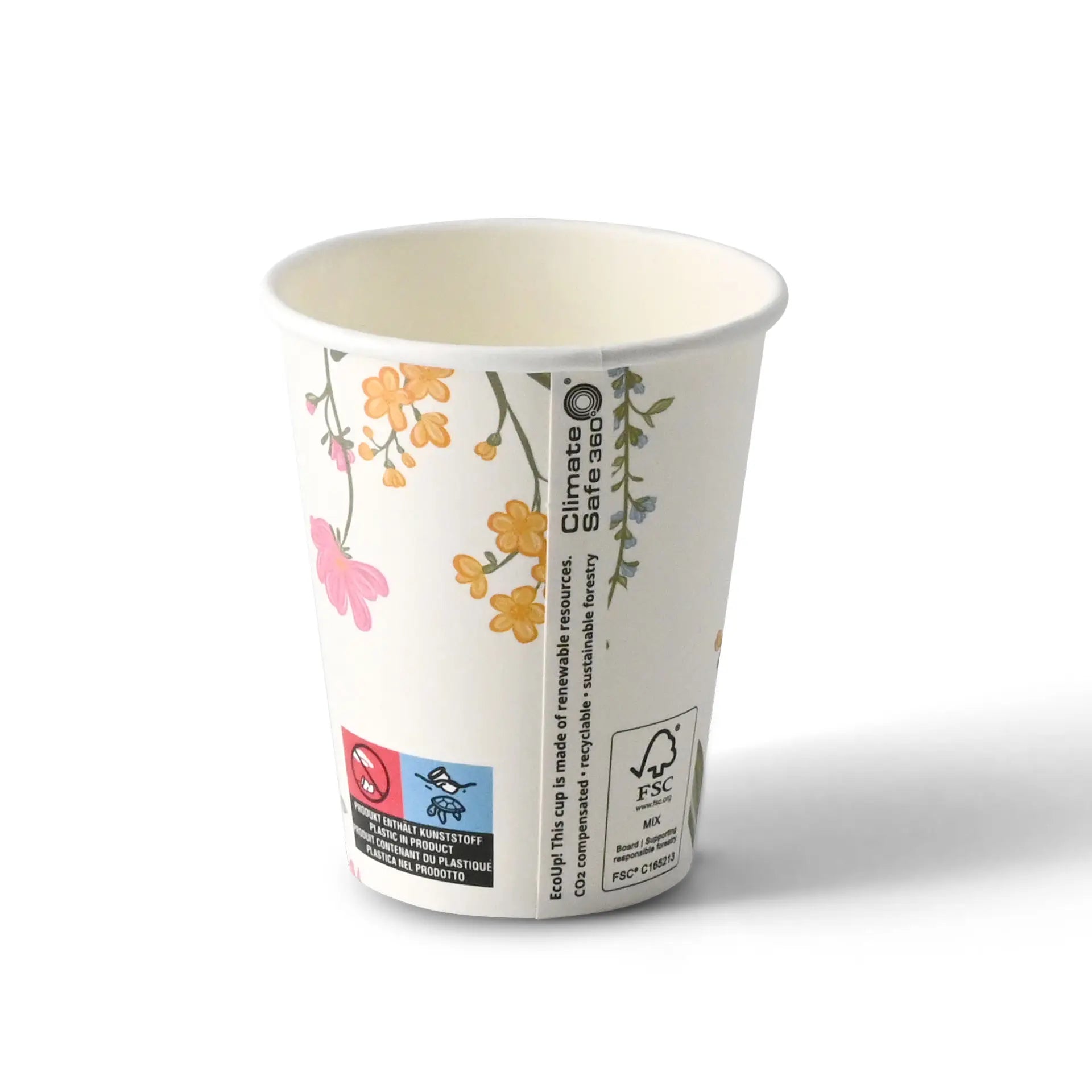 Pappbecher bedruckt "Frühling" (beschichtet) 200 ml / 8 oz, Ø 80 mm, weiß