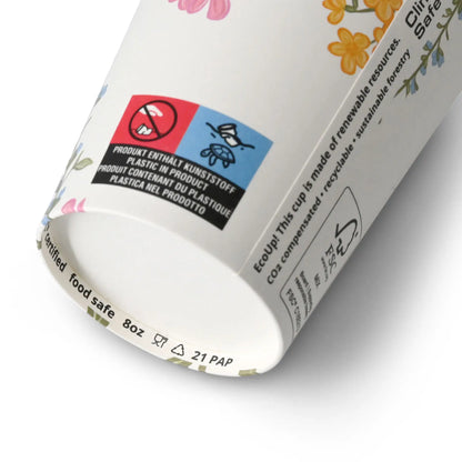 Pappbecher bedruckt "Frühling" (beschichtet) 200 ml / 8 oz, Ø 80 mm, weiß
