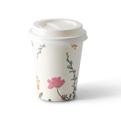 Pappbecher bedruckt "Frühling" (beschichtet) 200 ml / 8 oz, Ø 80 mm, weiß