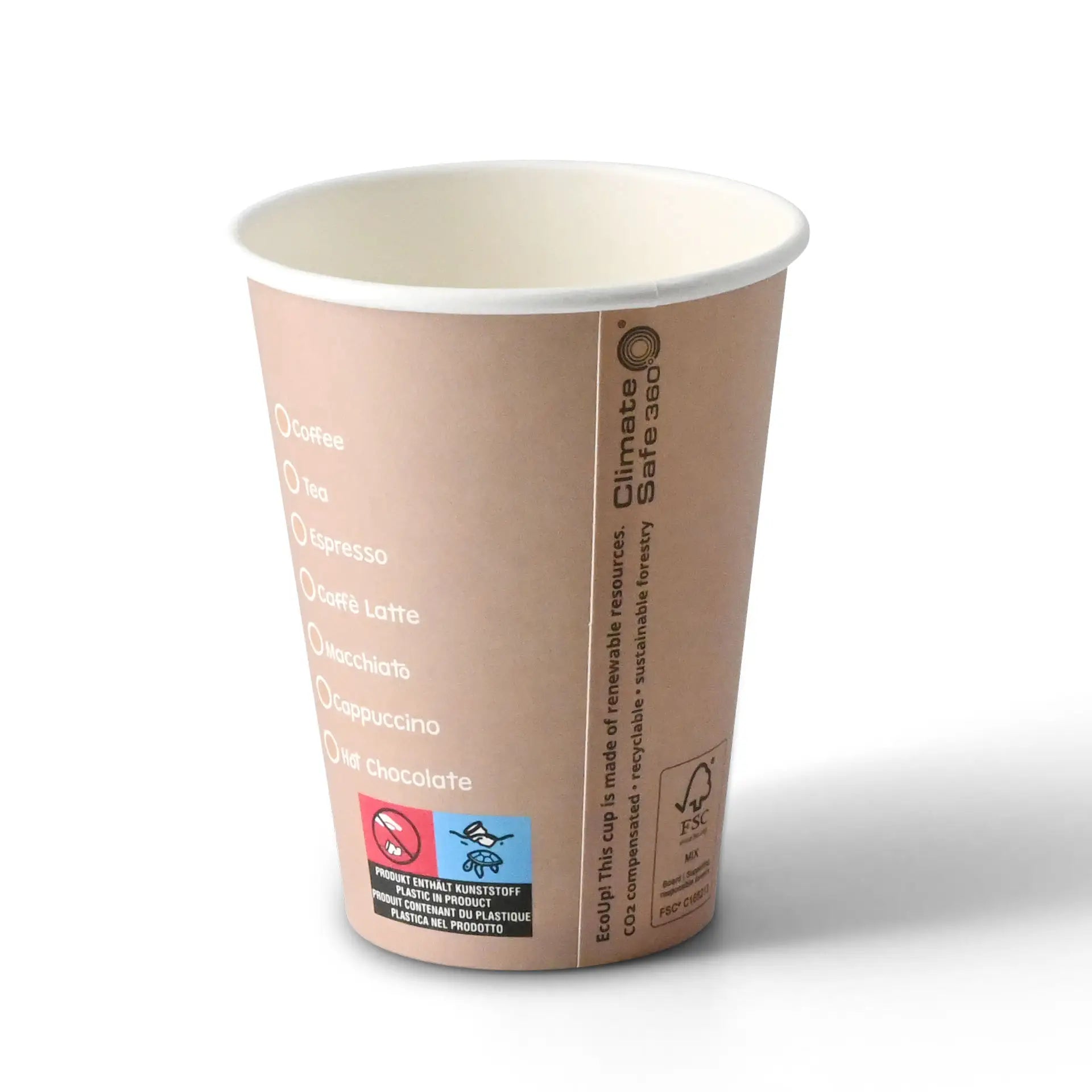 Pappbecher bedruckt "Coffeebreak" (beschichtet) 300 ml / 12 oz, Ø 80 mm, weiß