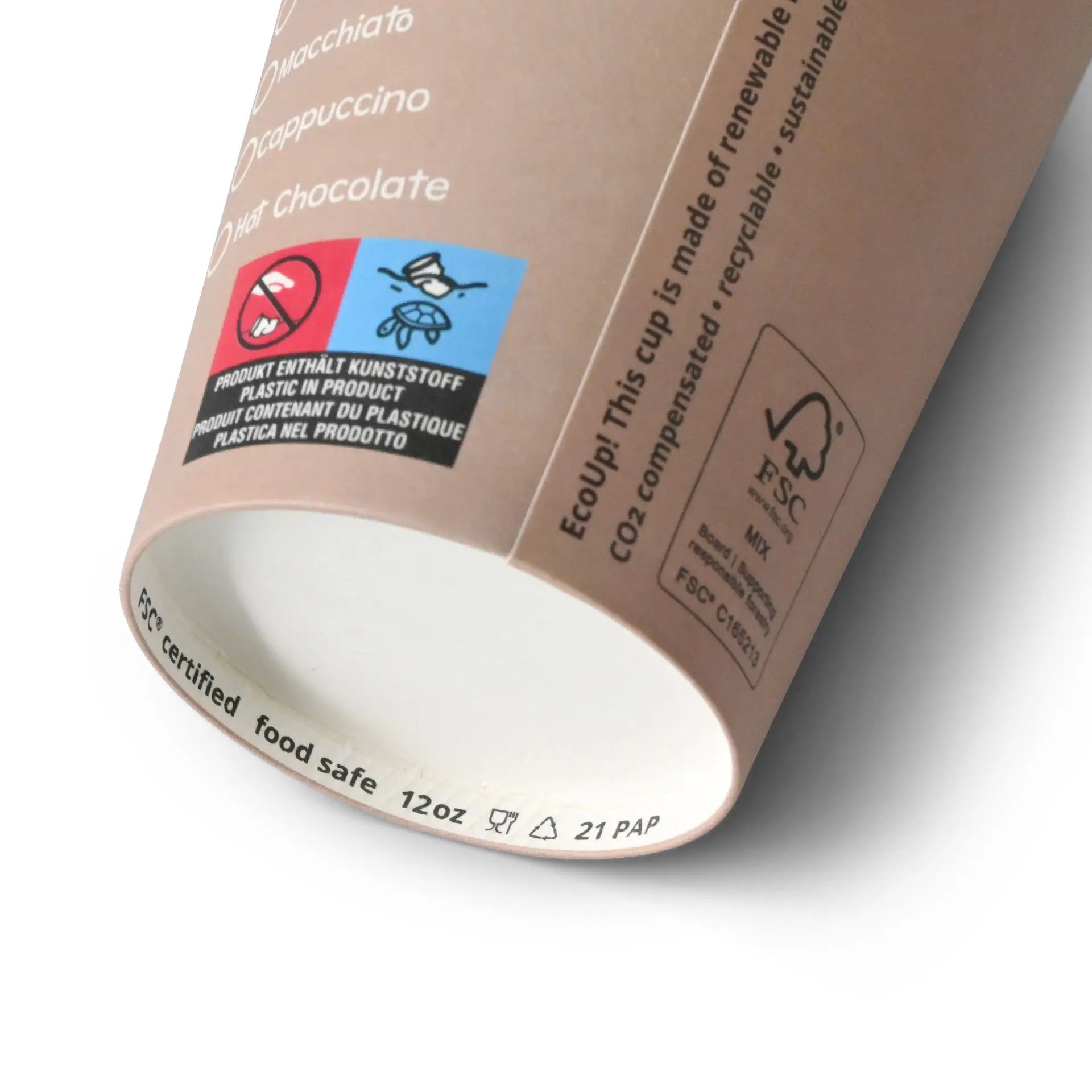 Pappbecher bedruckt "Coffeebreak" (beschichtet) 300 ml / 12 oz, Ø 80 mm, weiß