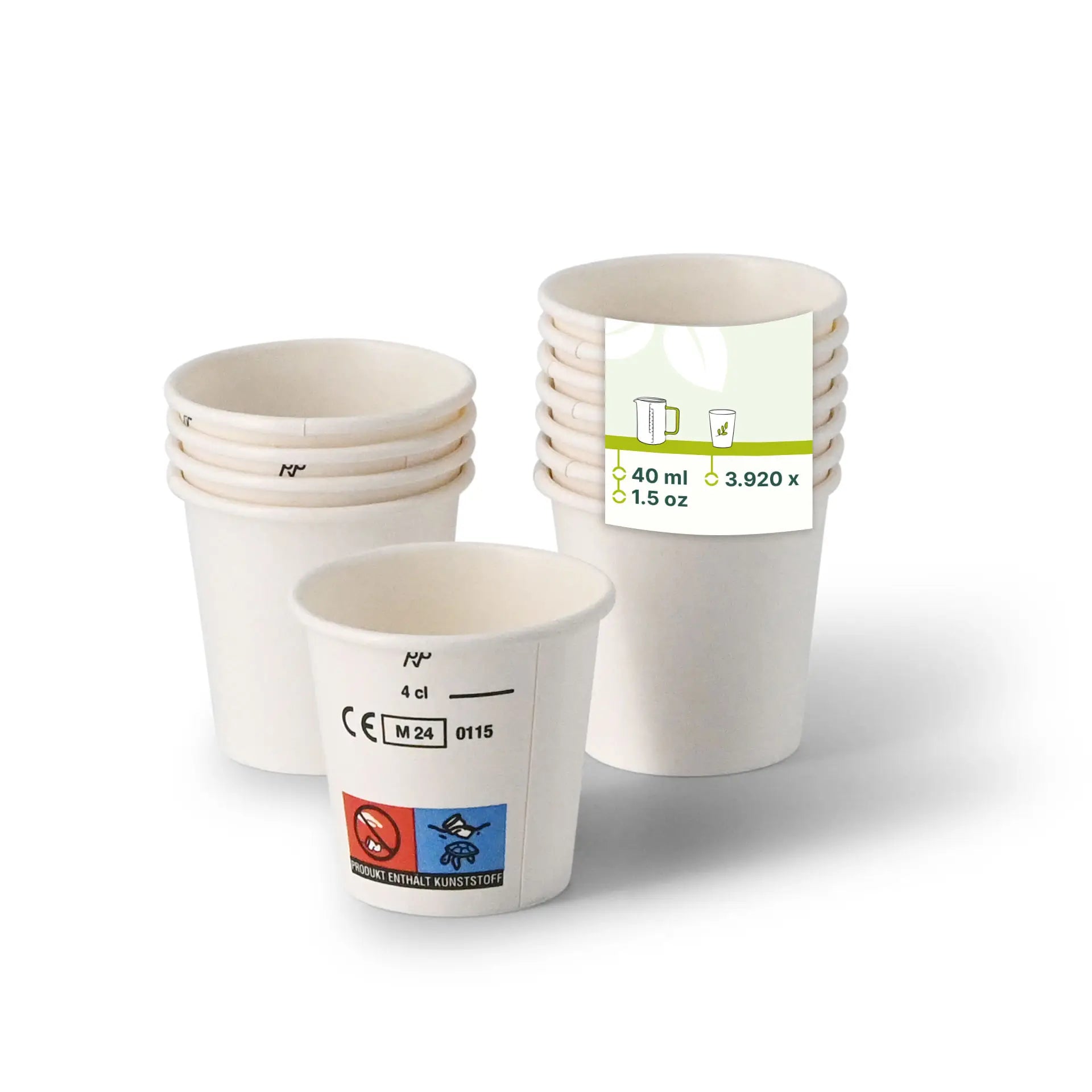 Paper shot cup (coated), 40 ml / 1,5 oz, white