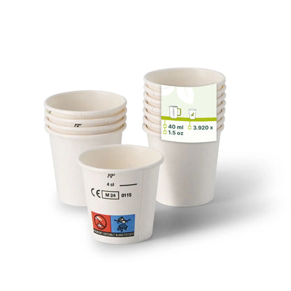 Paper shot cup (coated), 40 ml / 1,5 oz, white