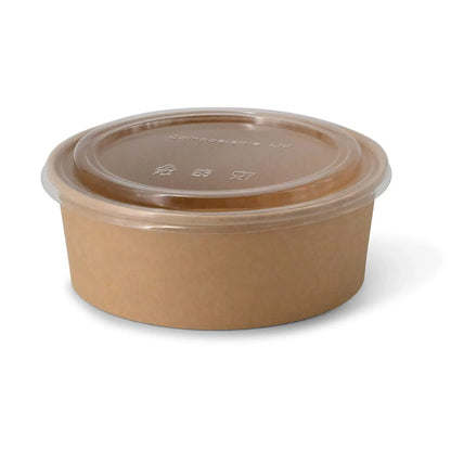 Kartonschalen (beschichtet) / Salatschalen 1000 ml, Ø 185 mm, braun, rund (1300 ml max. Volumen)