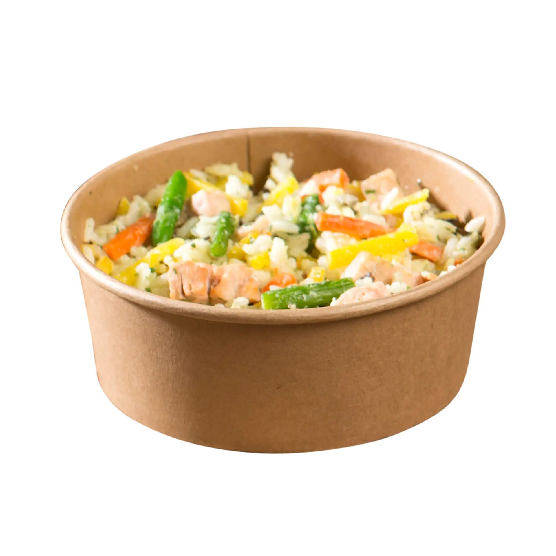Kartonschalen (beschichtet) / Salatschalen 650 ml, Ø 150 mm, braun, rund (800 ml max. Volumen)