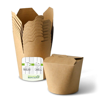 Noodle box / Asian box made of coated cardboard, 650 ml, brown