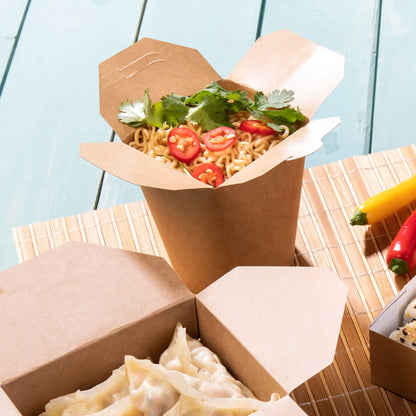 Noodle box / Asian box made of coated cardboard, 650 ml, brown