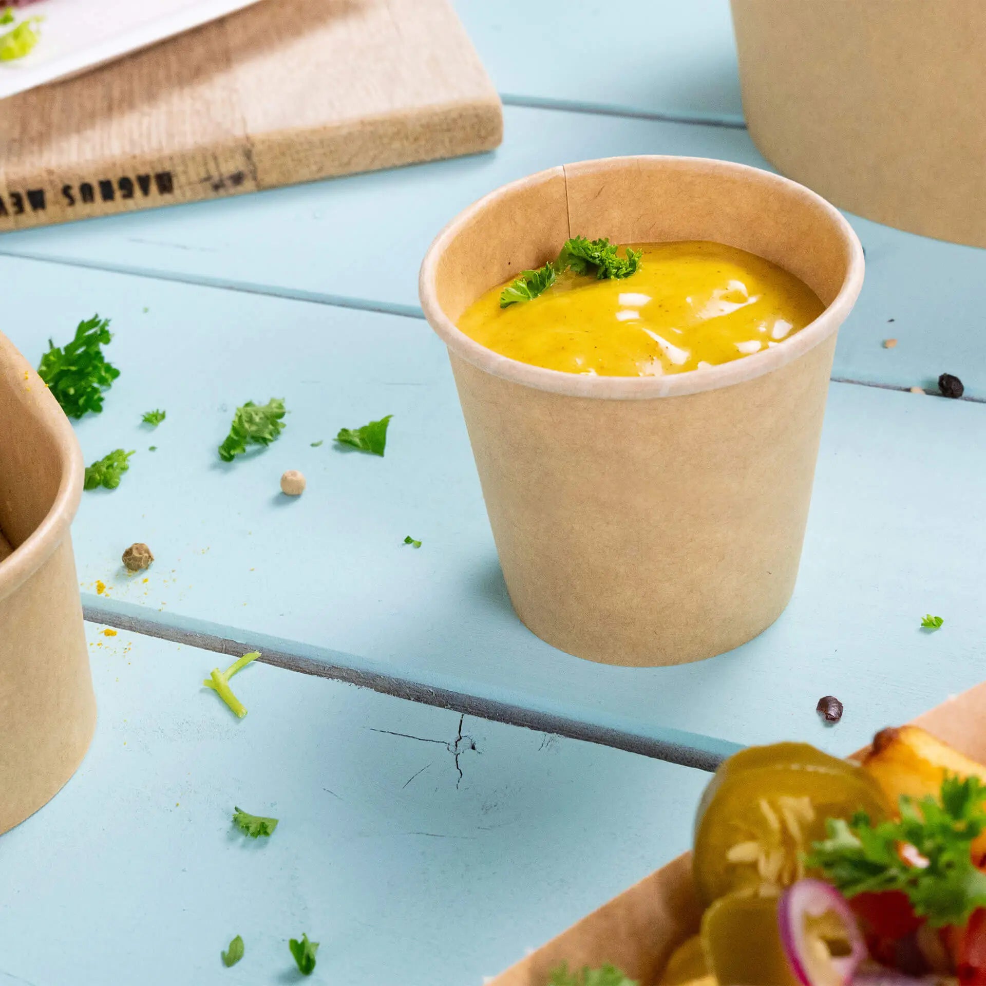 Portionsbecher aus Karton (beschichtet) 75 ml, Ø 62 mm, braun