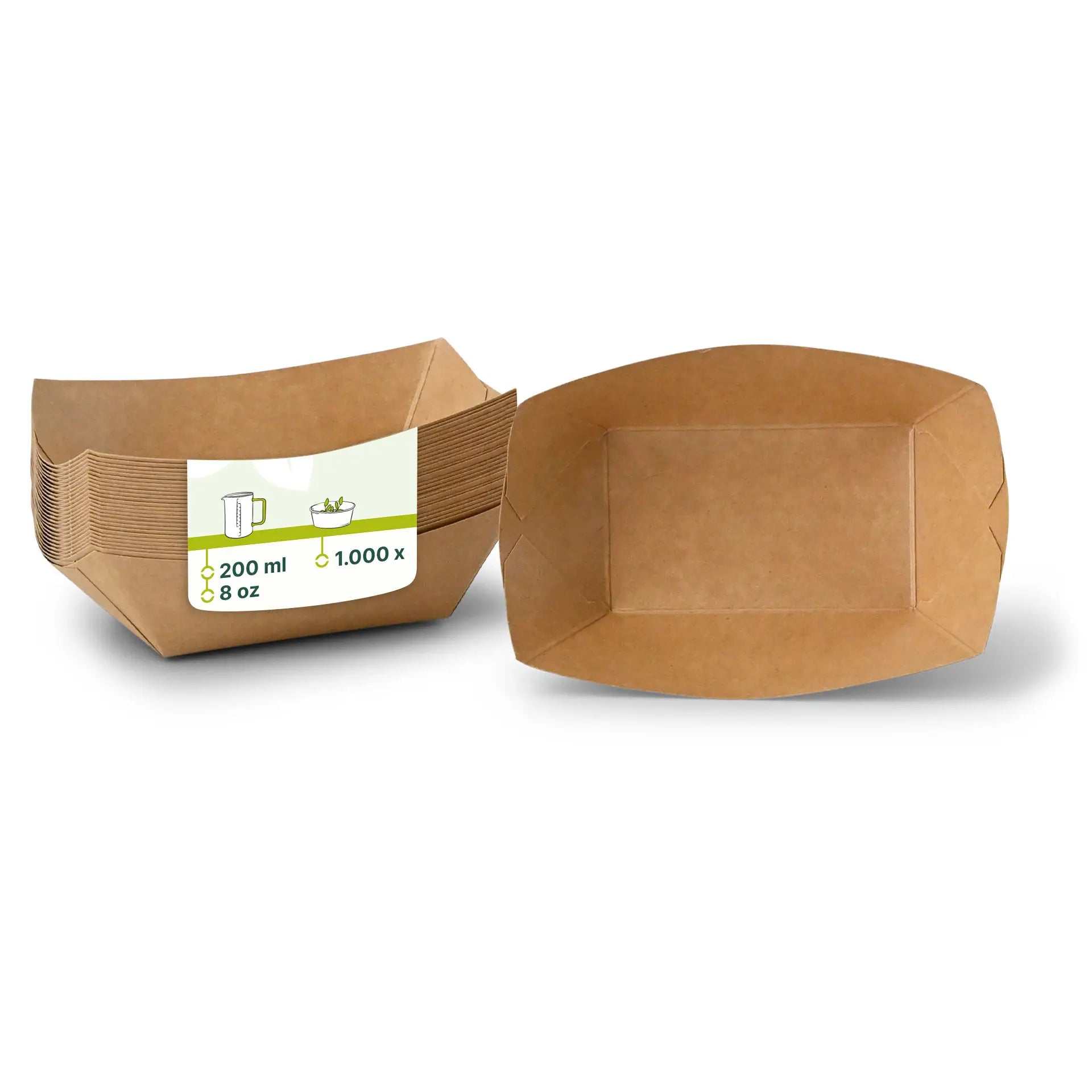 Snackschalen aus Karton 200 ml, 13 x 10 x 3 cm, braun