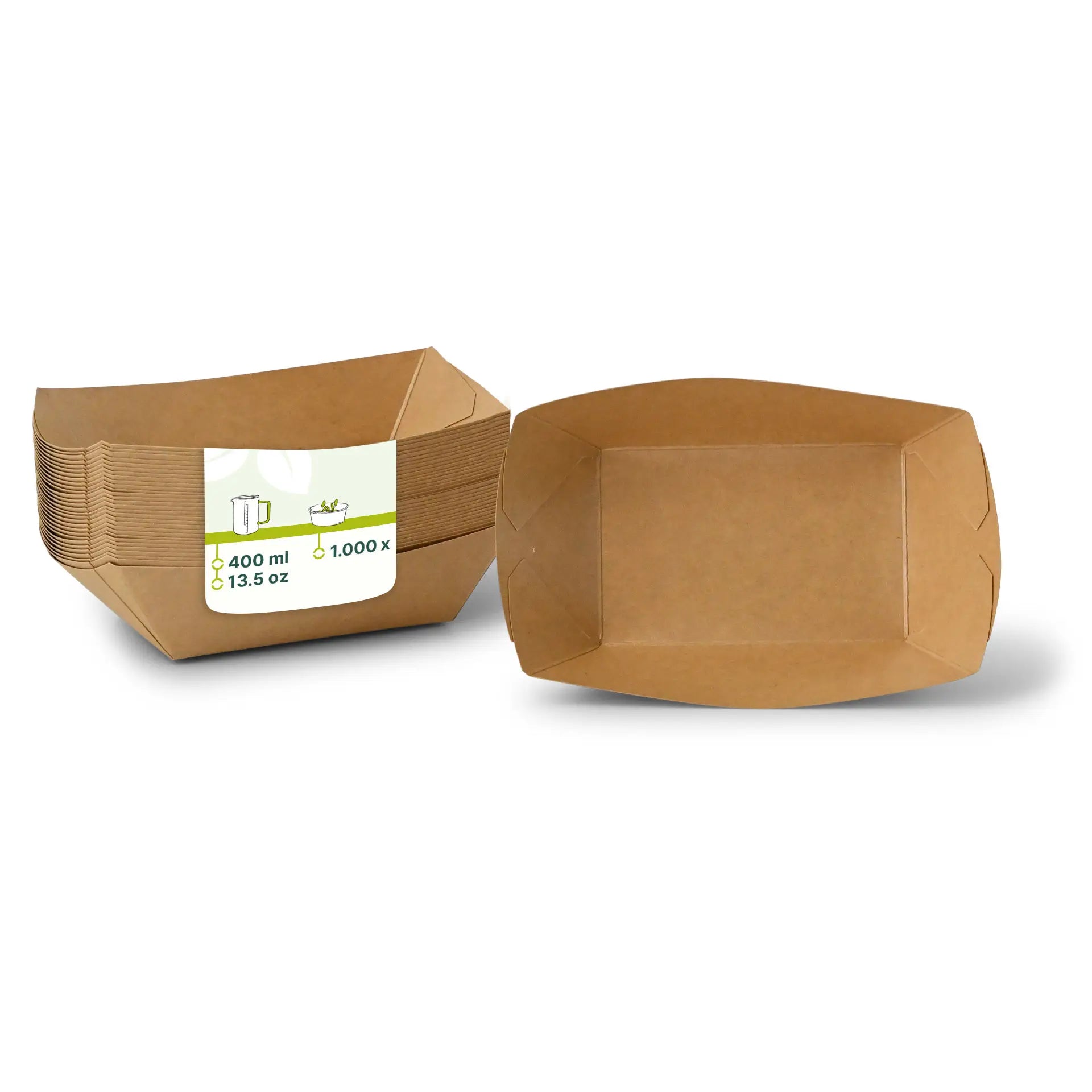 Snackschalen aus Karton 400 ml, 17 x 12 x 4 cm, braun