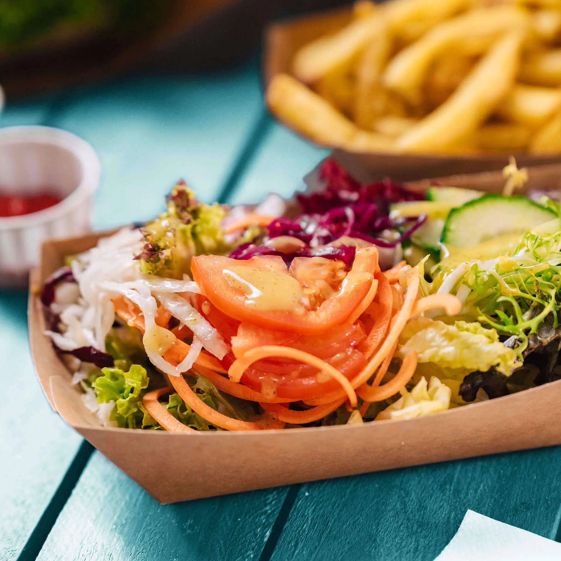 Karton-Snack-Schalen 800 ml, 21,5 x 16 x 5,5 cm, braun