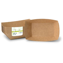 Cardboard snack bowl 800 ml, 21.5 x 16 x 5 cm, brown