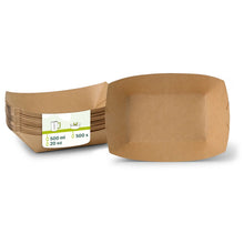 Snackschale aus Karton 500 ml, 20,5 x 14 x 3 cm, braun