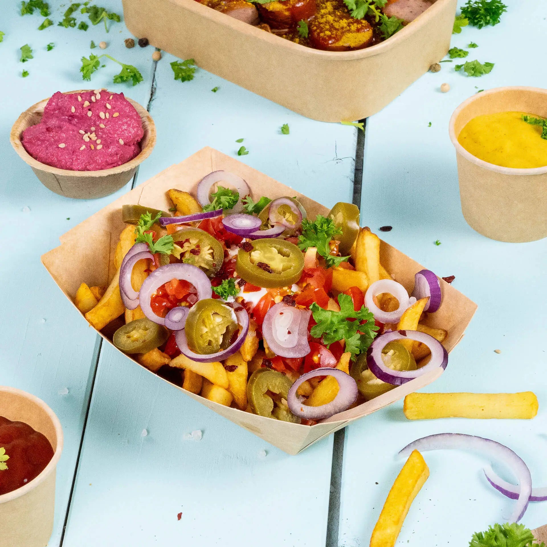 Premium Cardboard Food Tray 400 ml, brown, bio-coated