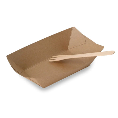 Premium Cardboard Food Tray 800 ml, brown, bio-coated