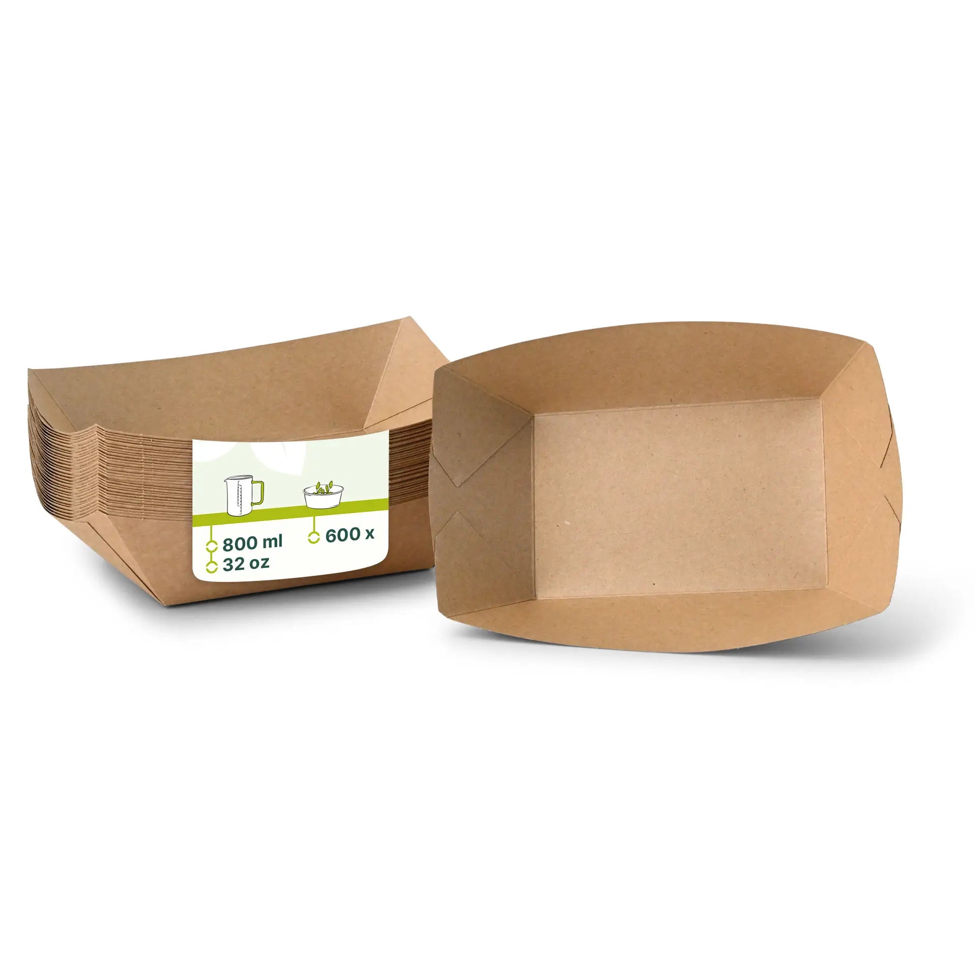 Snackschalen aus Karton (Premium) 800 ml, braun, bio-beschichtet