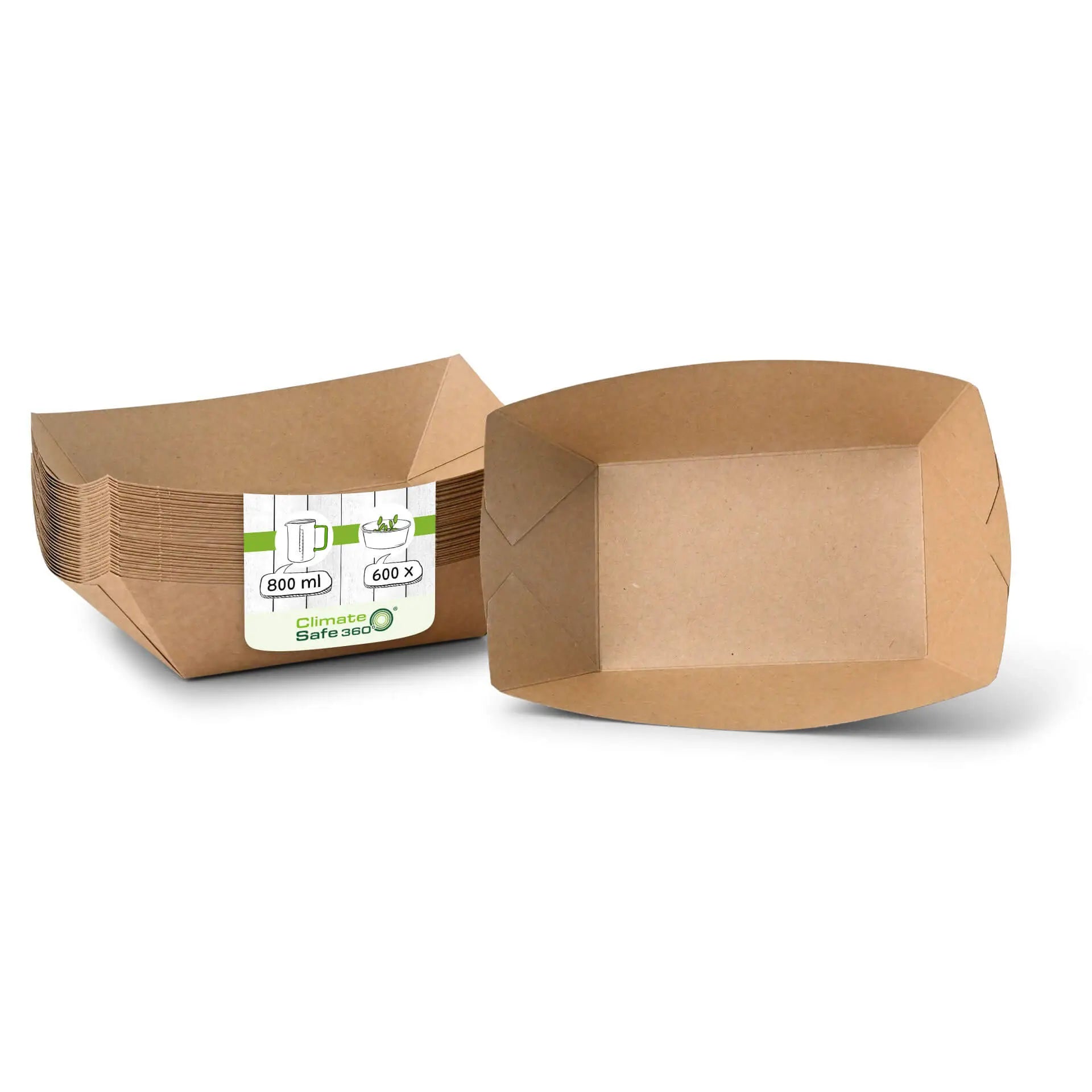 Premium Cardboard Food Tray 800 ml, brown, bio-coated