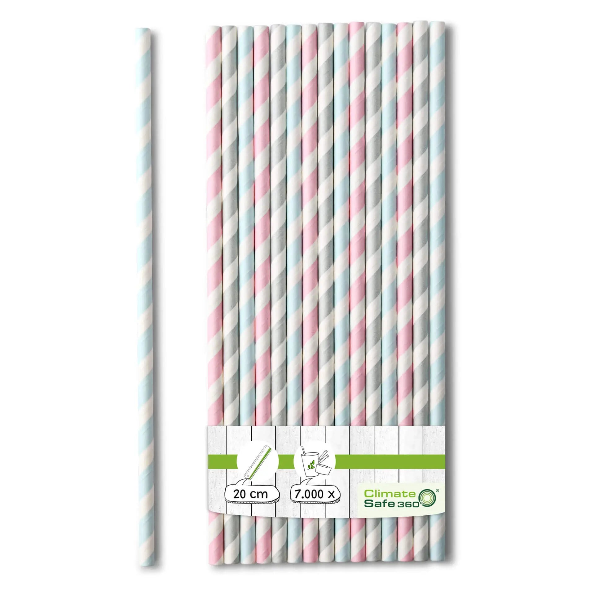 20 cm, Ø 0.6 cm Paper-straws, pastel striped