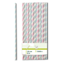 Trinkhalme aus Papier 20 cm, Ø 0,6 cm, pastell gestreift