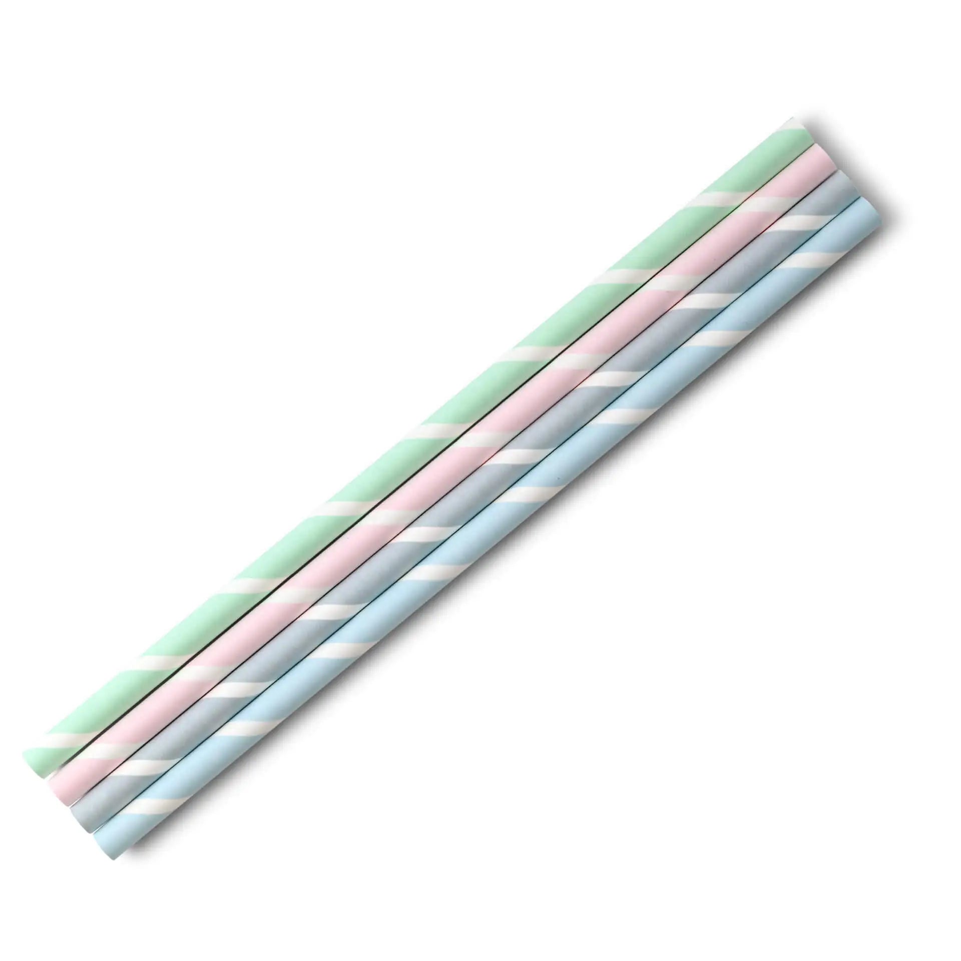 Trinkhalme Jumbo aus Papier 23 cm, Ø 0,8 cm, pastell gestreift