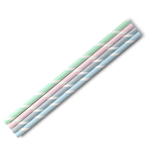 Trinkhalme Jumbo aus Papier 23 cm, Ø 0,8 cm, pastell gestreift