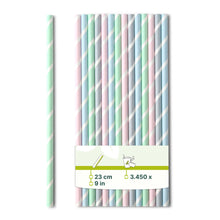 Trinkhalme Jumbo aus Papier 23 cm, Ø 0,8 cm, pastell gestreift