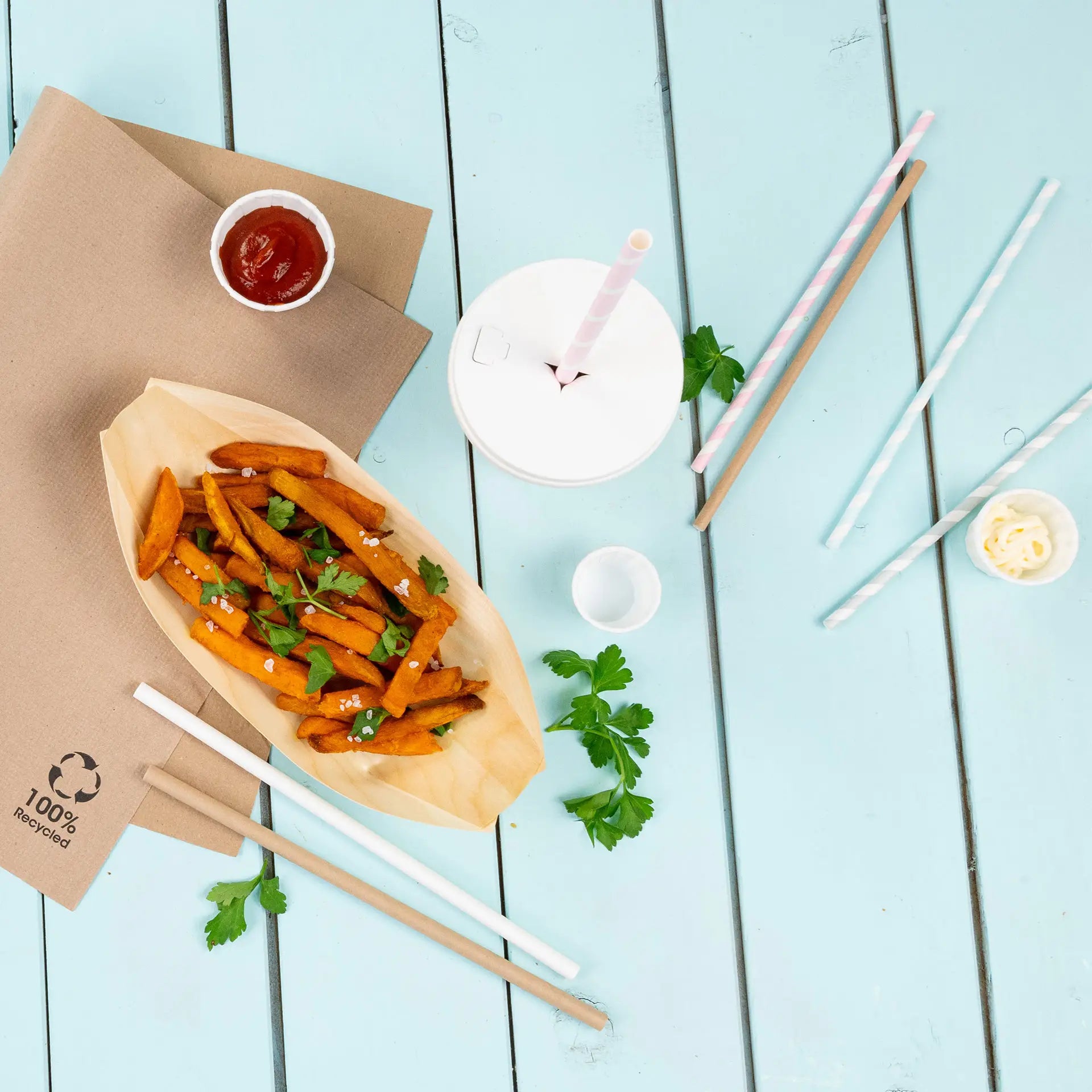 20 cm, Ø 0.5 cm Paper-straws, white, vertical splice