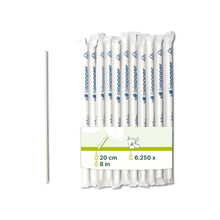 Trinkhalme aus Papier 20 cm, Ø 0,5 cm, weiß, vertikal gerollt, einzeln verpackt