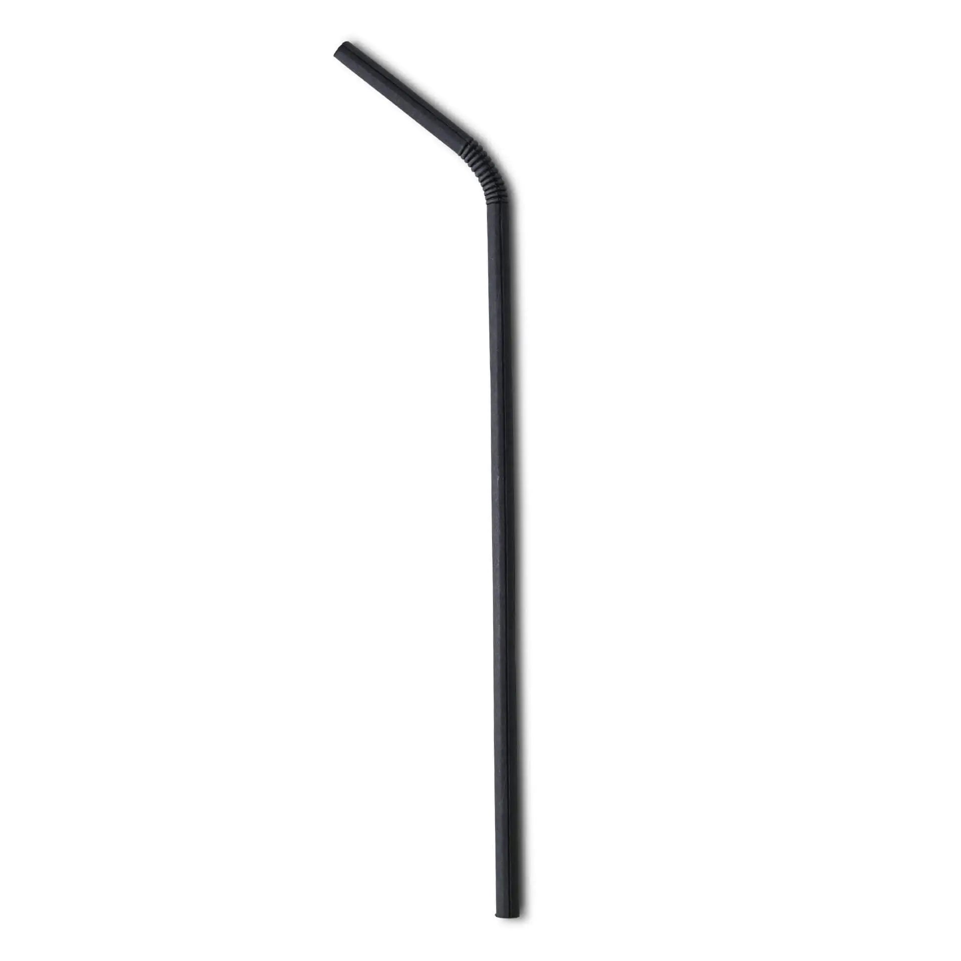 Trinkhalme aus Papier flexibel 22 cm, Ø 0,5 cm, schwarz, einzeln verpackt