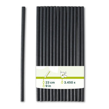 Jumbo Trinkhalm 23 cm, Ø 0,8 cm, schwarz, vertikal gerollt