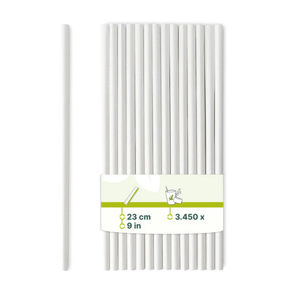 Jumbo Trinkhalm 23 cm, Ø 0,8 cm, weiß, vertikal gerollt