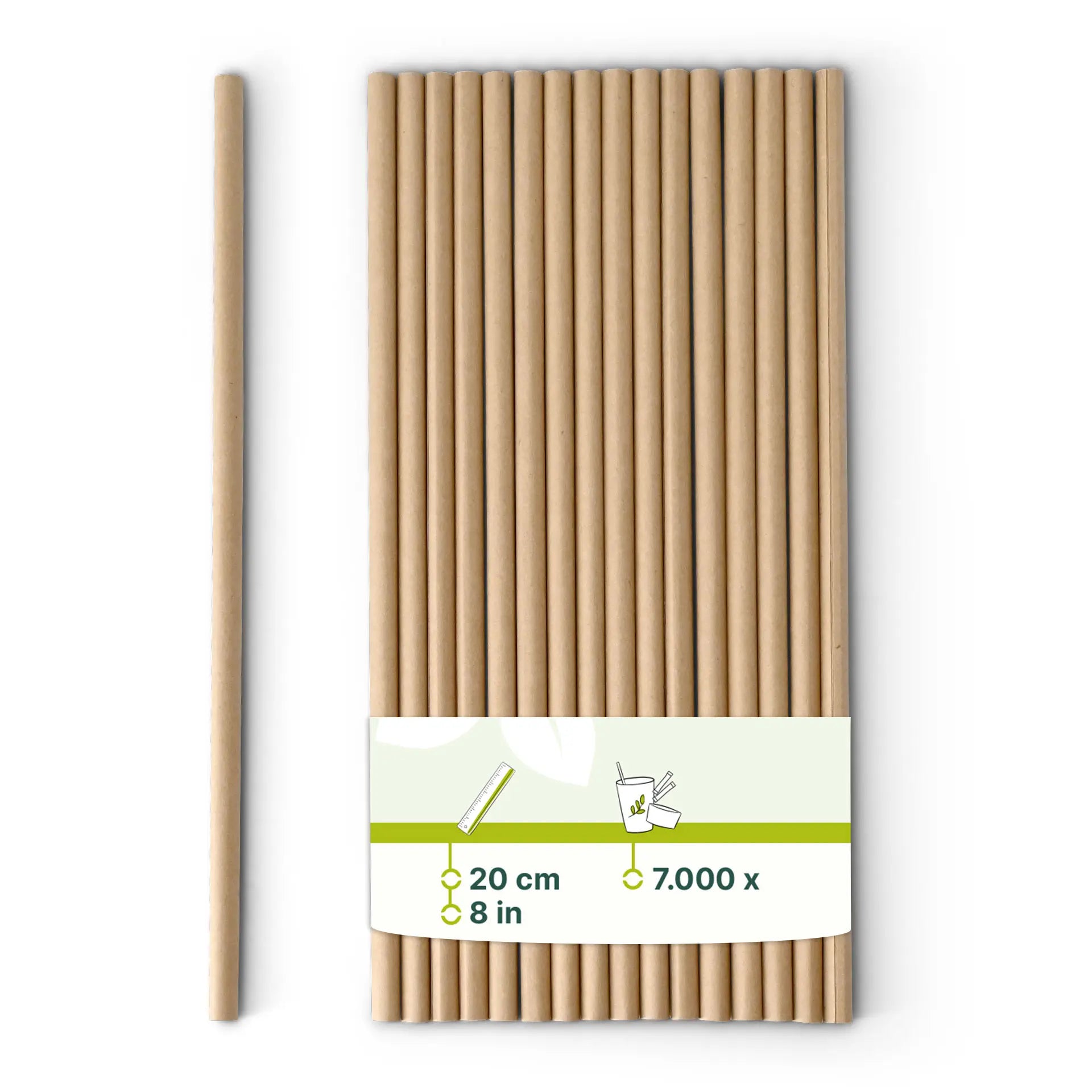 Drinking straw 20 cm, Ø 0,6 cm, brown, vertically rolled