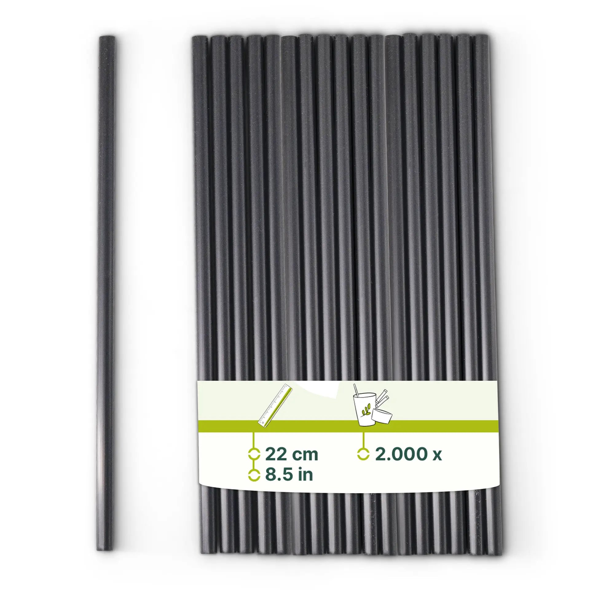 Mehrweg Strohhalme 22 cm, Ø 0,7 cm, schwarz
