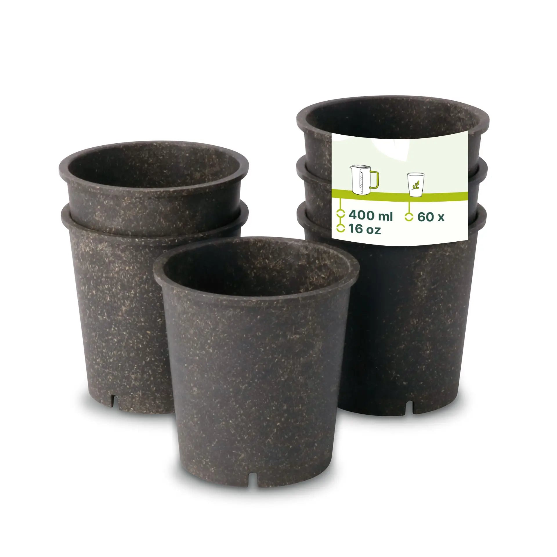 Mehrweg-Becher "merways Cup" 400 ml, Ø 95 mm, Pfeffer / grau